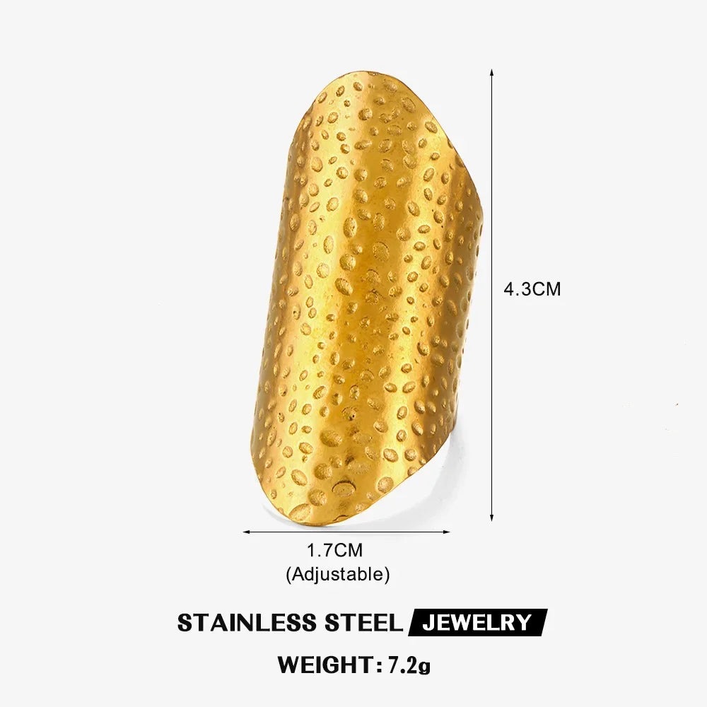 Multiple Styles Stainless Steel Geometric Texture Wide Ring - Palm and Thread