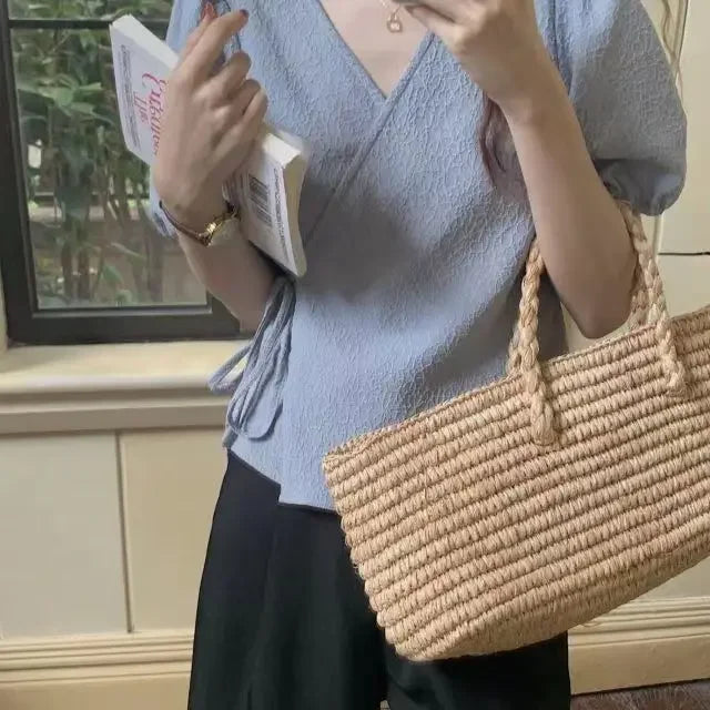 Style Puff Sleeve Leisure Lace-up All-match Vintage Elegant Top - Palm and Thread