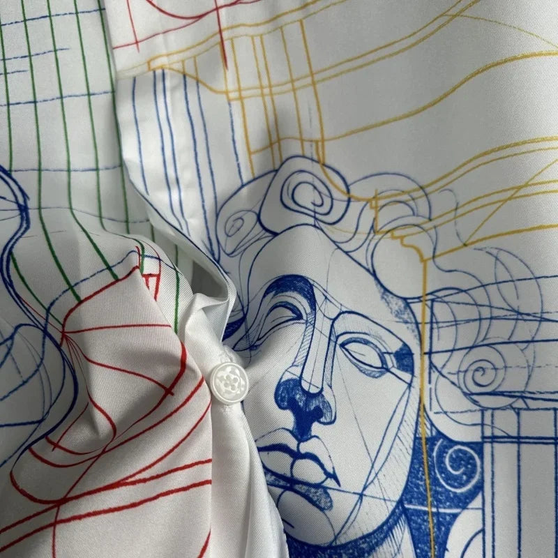 Sketch Pattern Silk Oversized T-Shirt - Palm and Thread