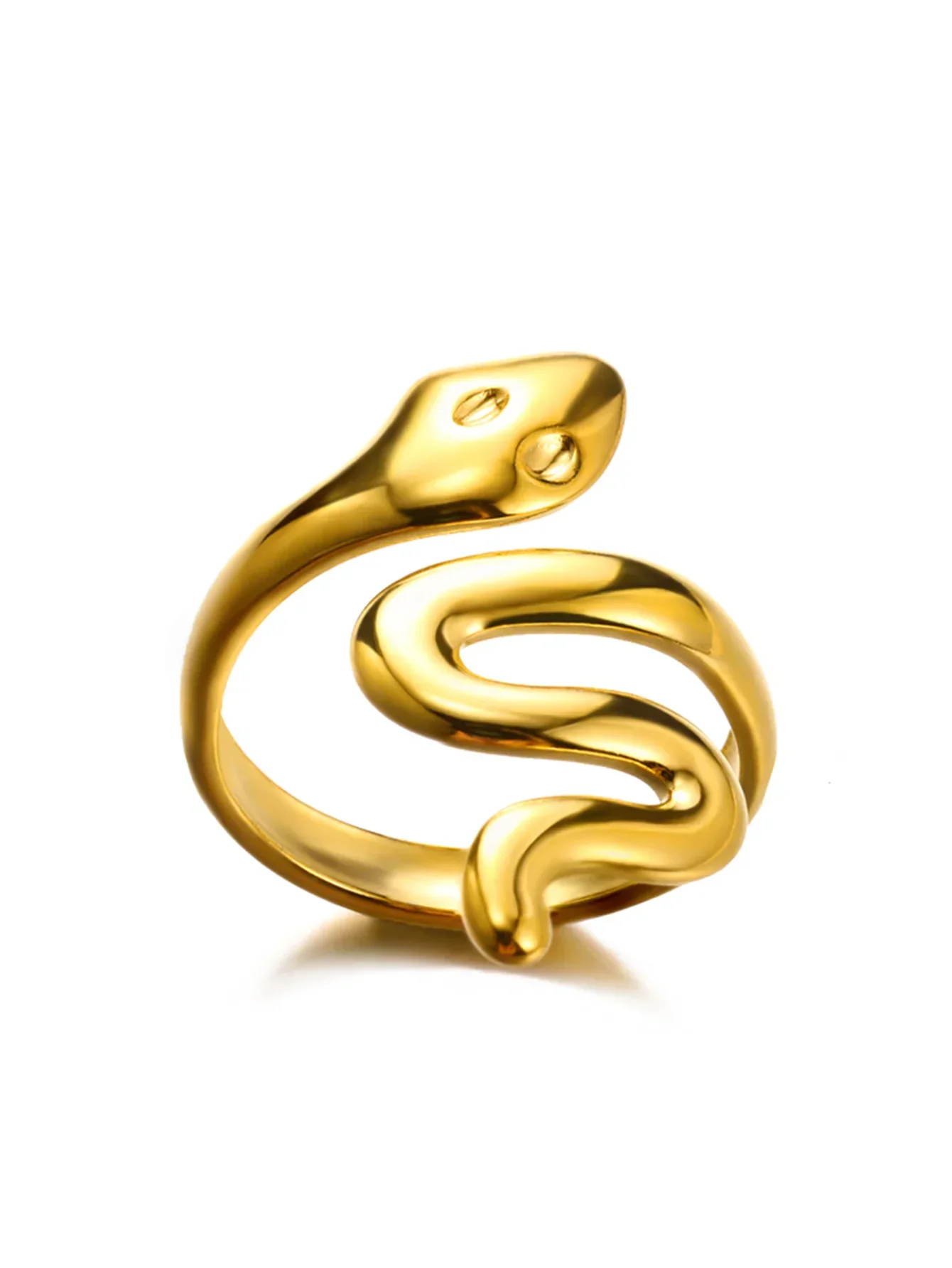 Gold Plated Stainless Steel Snake Ring - Palm and Thread