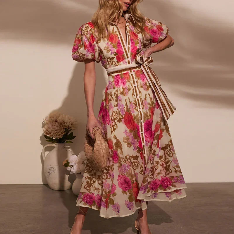 Floral Print Bohemian Party Dress - Palm and Thread
