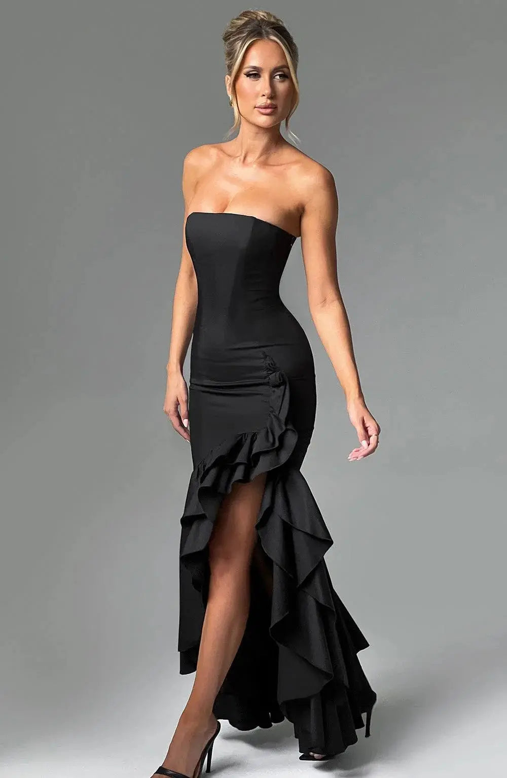 Sexy Strapless Slim Fit Slit Dress