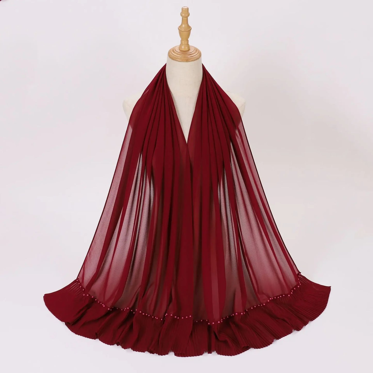 Pleated Chiffon Hijab Ladies Shawl - Palm and Thread