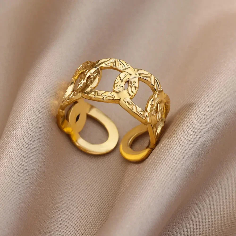 Gold Color Hollow out Open Finger Ring - Palm and Thread