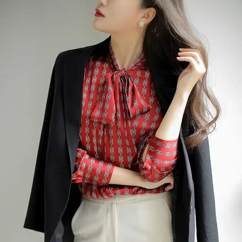 New Fashion Scarf Neck Blouse - Palm and Thread