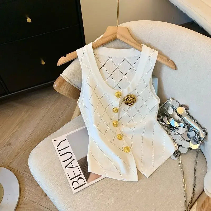 Stylish Vintage Elegant Knitted Vest - Palm and Thread