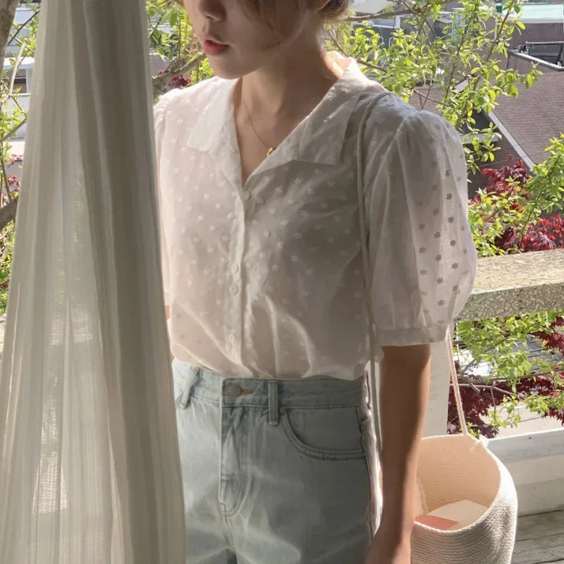 All-match V-Neck blouse - Palm and Thread