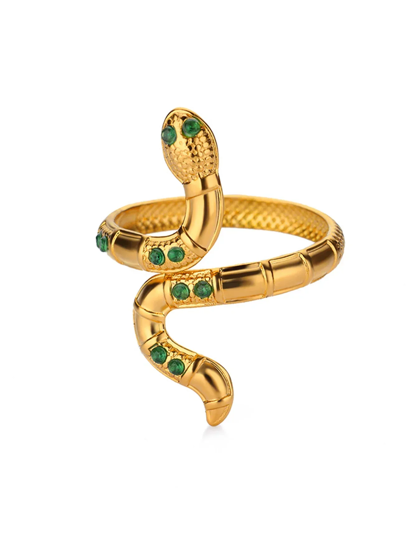 Gold Plated Stainless Steel Snake Ring - Palm and Thread