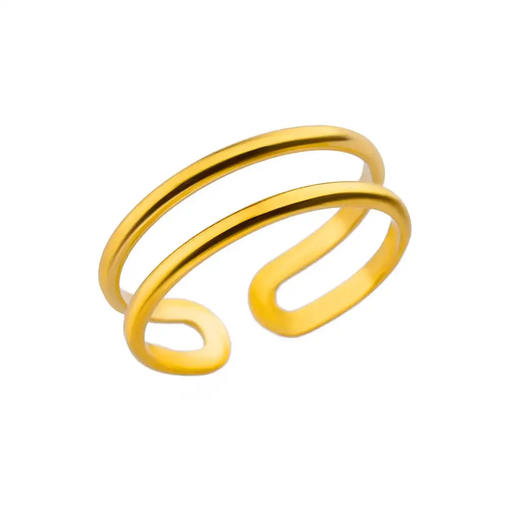 White Zircon Flower Leaf Shape Stainless Steel Ring - Palm and Thread
