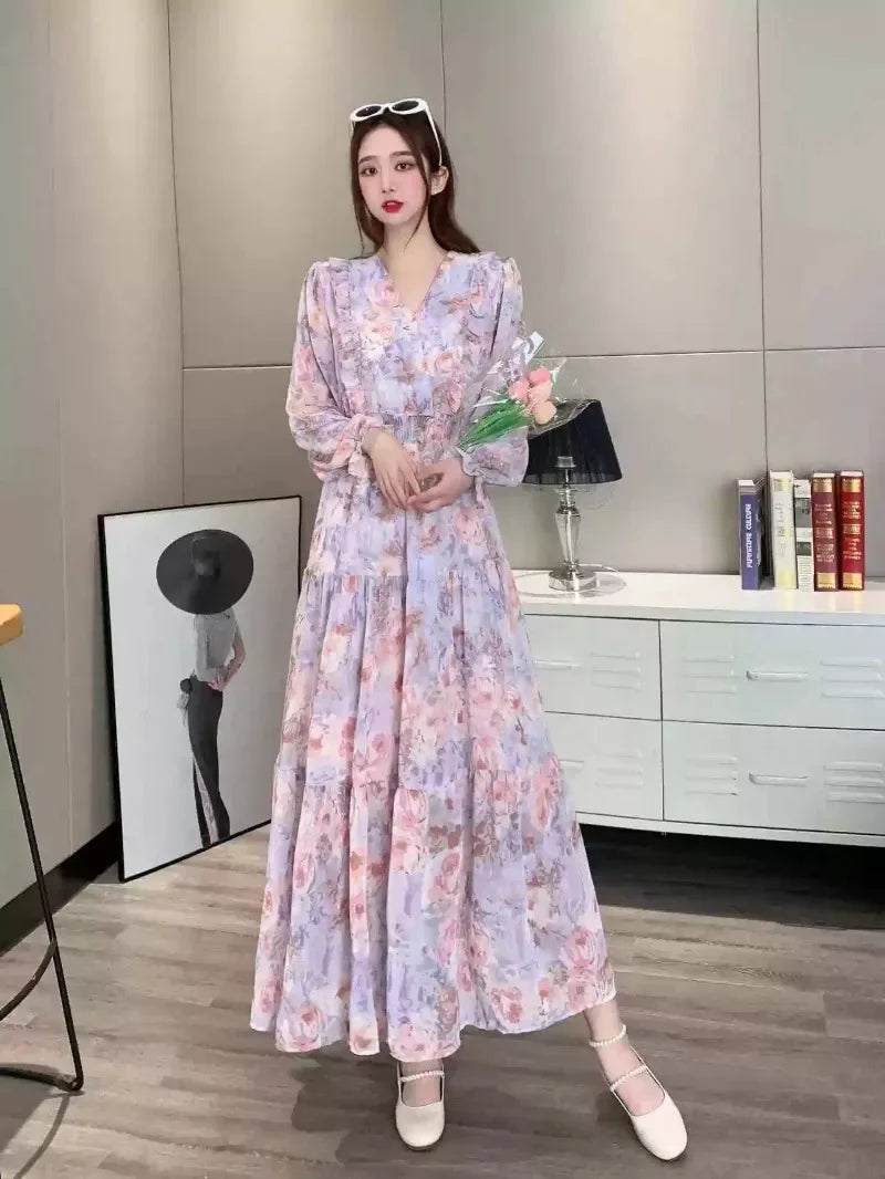 V-neck Long Sleeve Vestidos Dress - Palm and Thread
