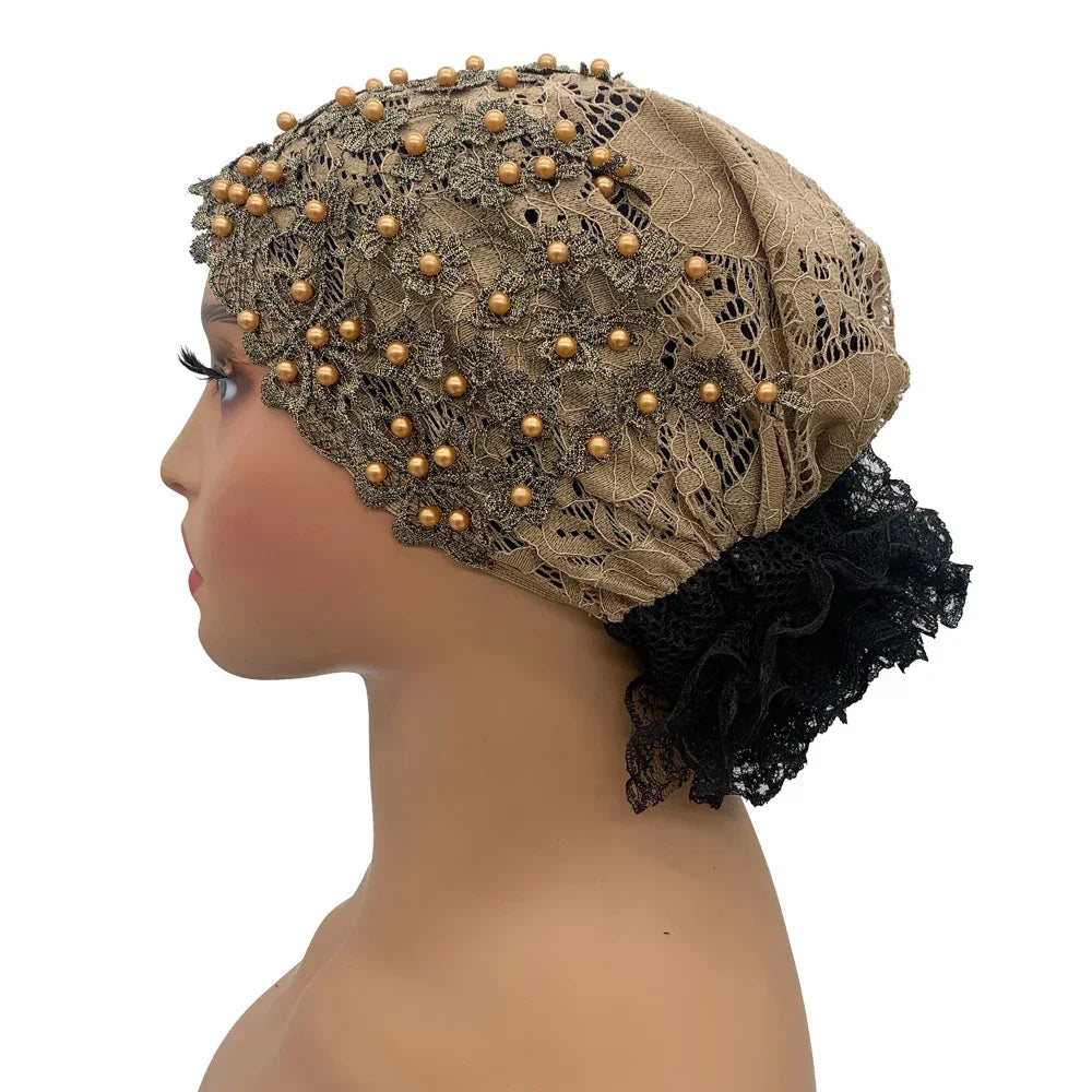 Embroidery Beading Turban Cap - Palm and Thread
