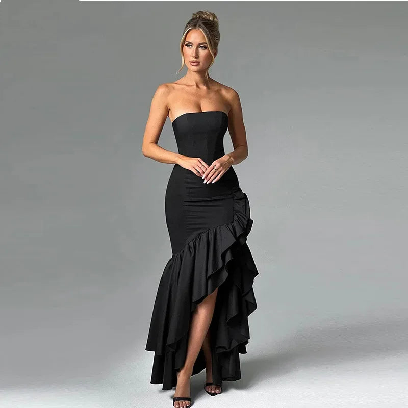 Sexy Strapless Slim Fit Slit Dress
