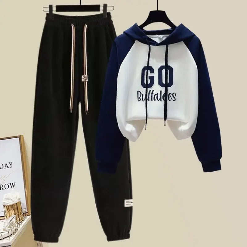 Hooded Print Top Loose Pant Set - Palm and Thread
