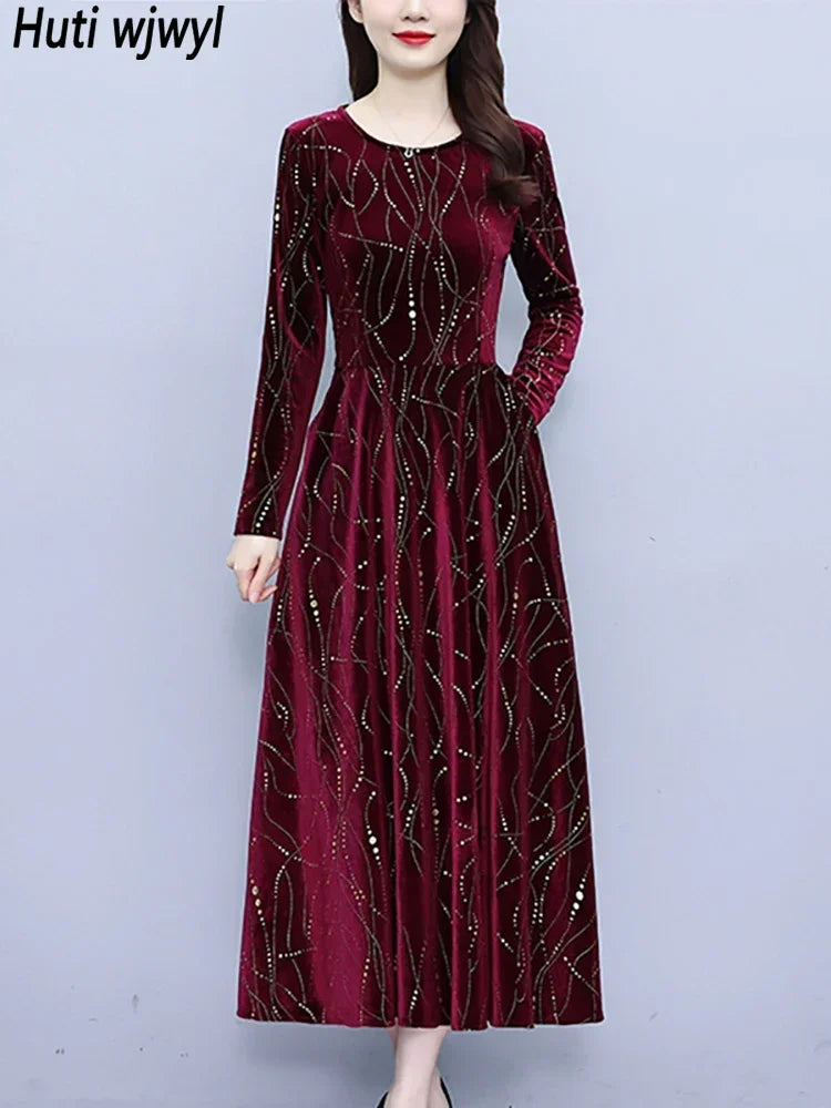 Gold Velvet Chic Sequins Dress - Palm and Thread