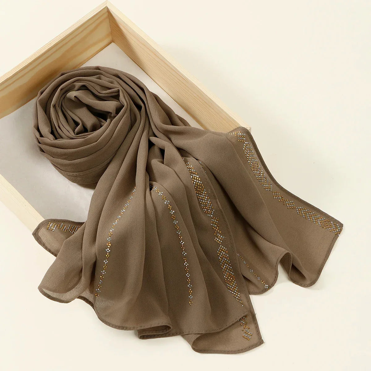 Fashion Rhinestone Chiffon Hijab Scarf - Palm and Thread