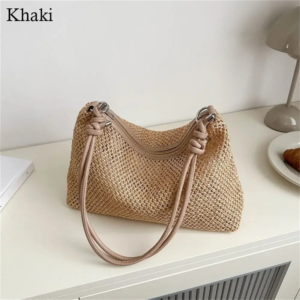 Handmade Braid Straw Beach Shoulder Bag - Palm and Thread