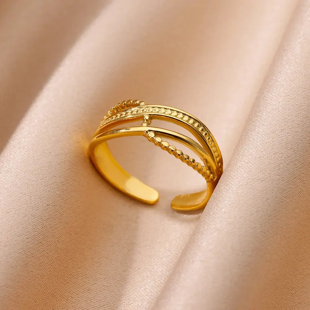 Gold Color Hollow out Open Finger Ring - Palm and Thread
