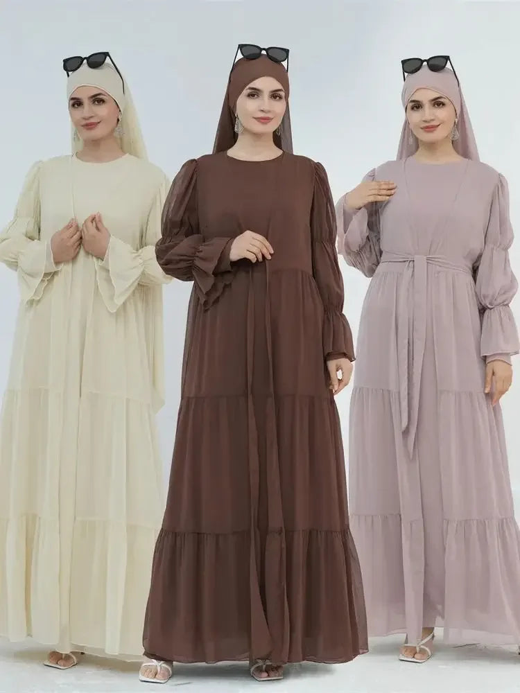 Chiffon Plain Abaya Set - Palm and Thread