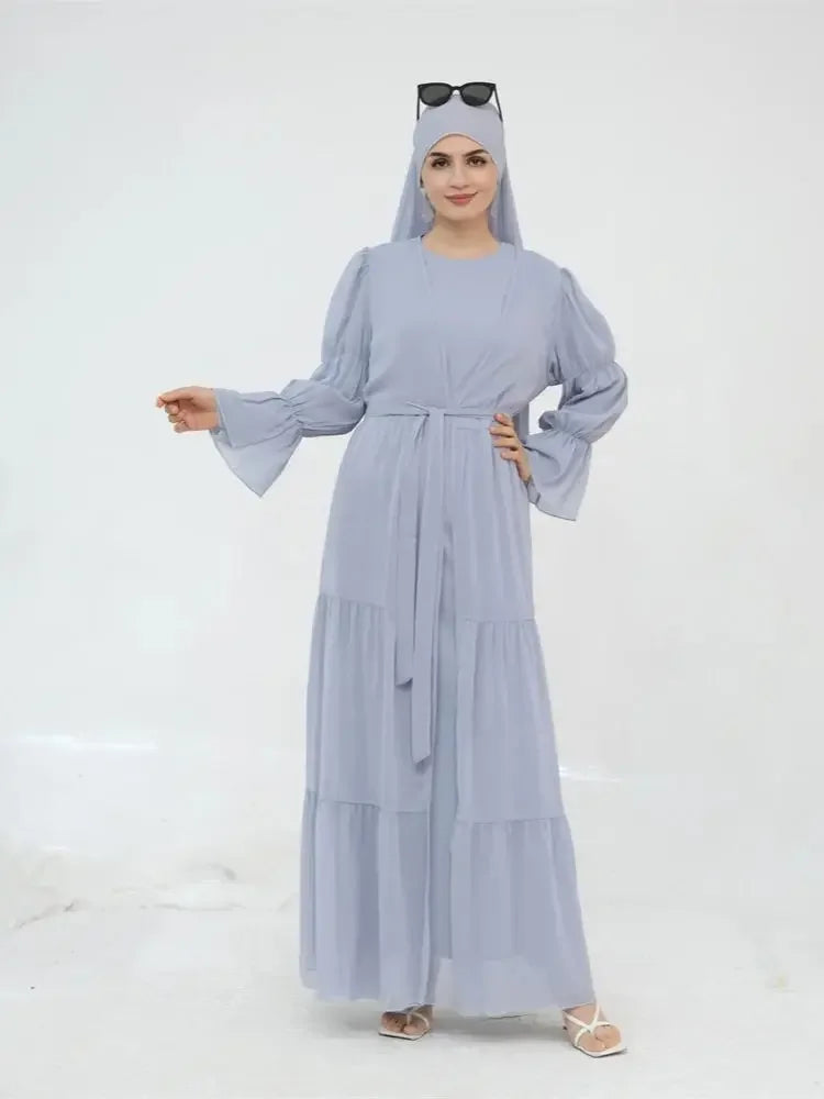 Chiffon Plain Abaya Set - Palm and Thread