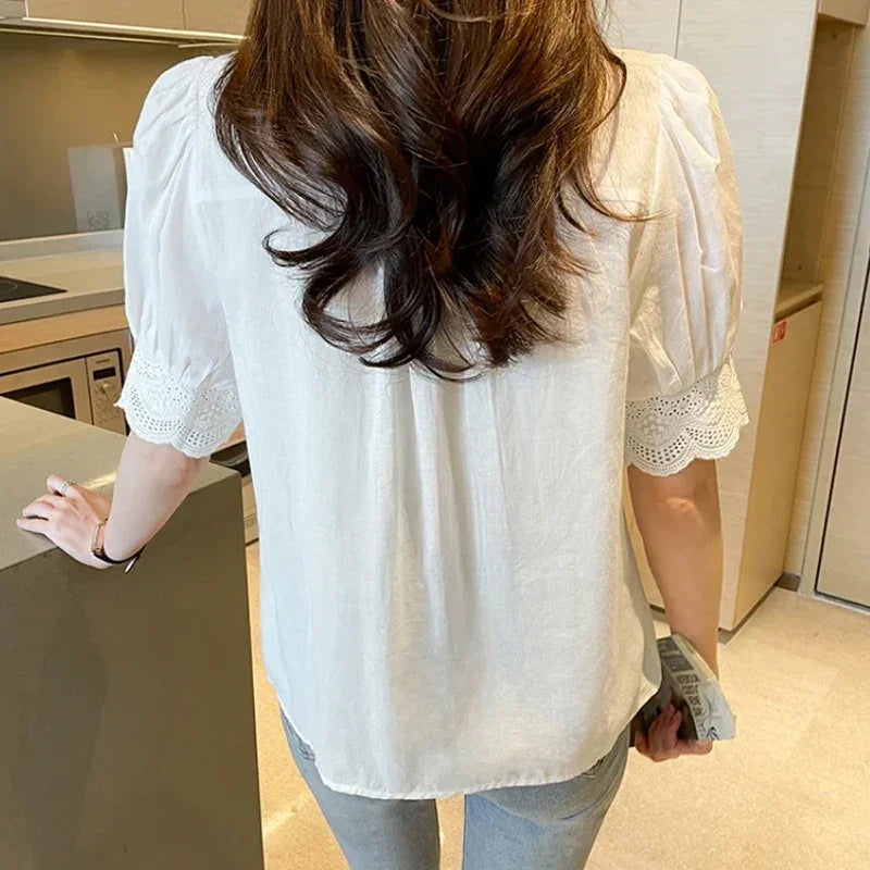 Lace Embroidery Blouse - Palm and Thread