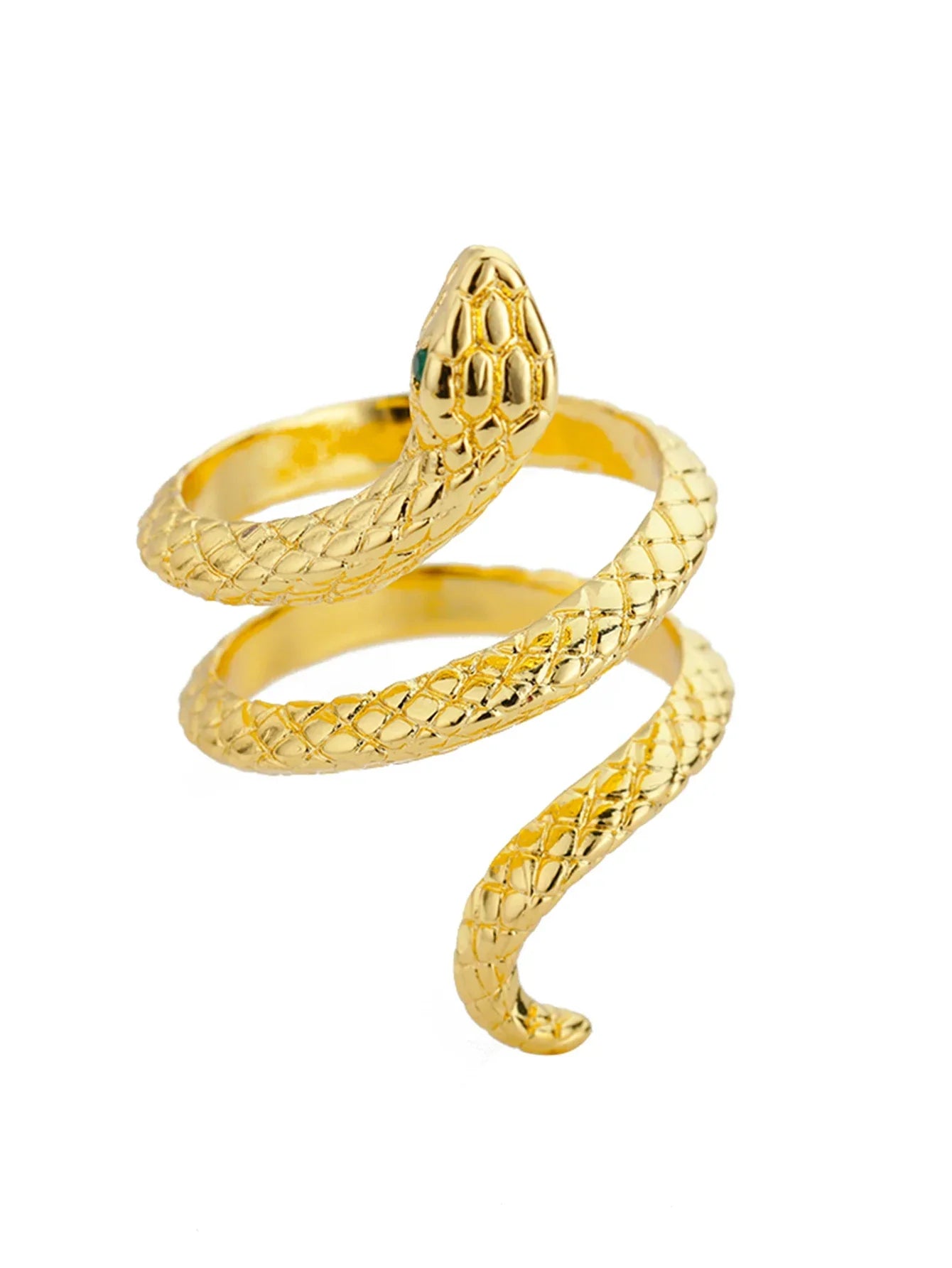 Gold Plated Stainless Steel Snake Ring - Palm and Thread