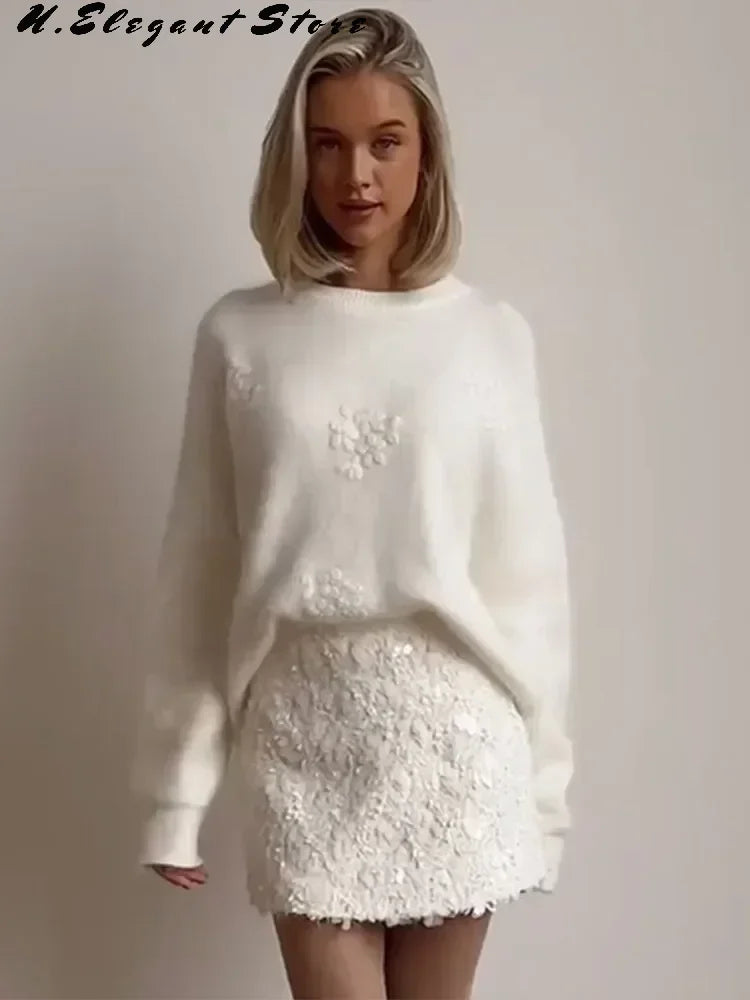 Luxury Embroidery Print Knitted Pullover - Palm and Thread