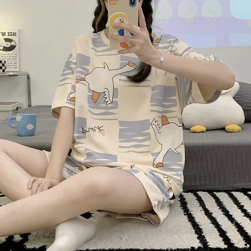 New Short-Sleeved Sweet and Lovely Ladies Pajama - Palm and Thread