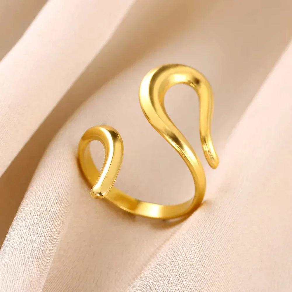 Gold Plated Stainless Steel Snake Ring - Palm and Thread