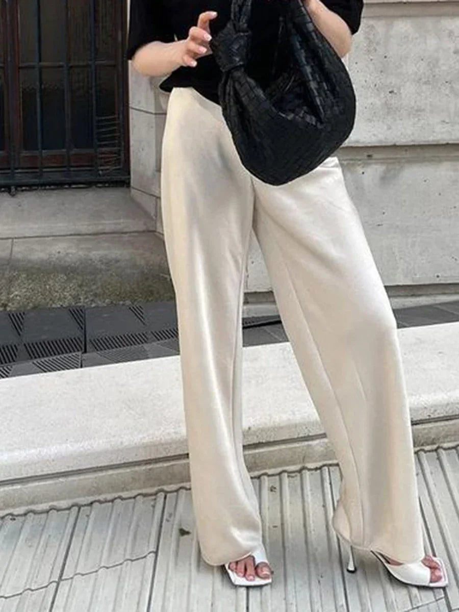 Chic Satin Wide Leg Dress Pant - Palm and Thread