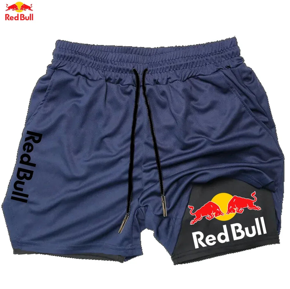 Red Bull Newest 2 in 1 Running Training Gym Short - Palm and Thread