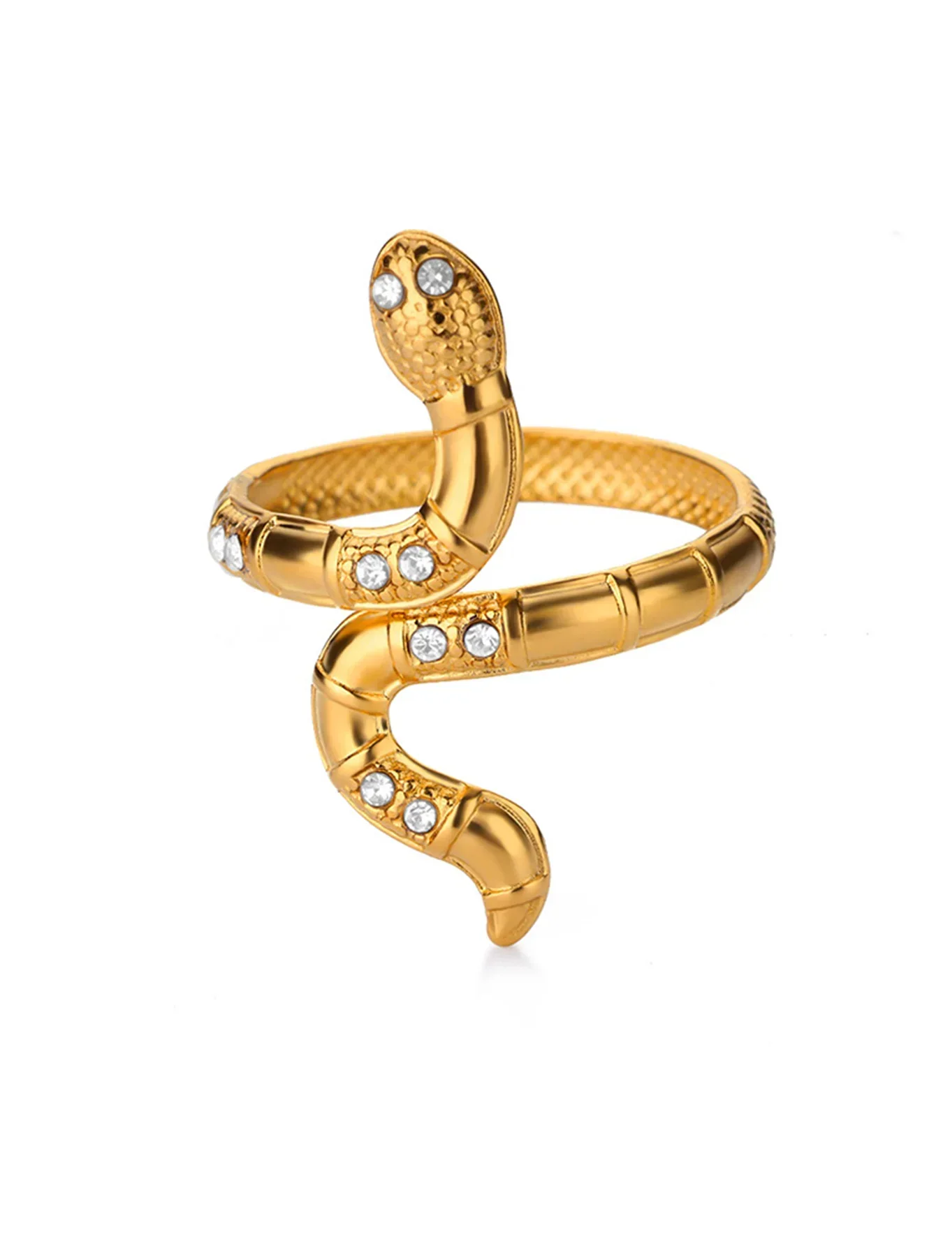 Gold Plated Stainless Steel Snake Ring - Palm and Thread