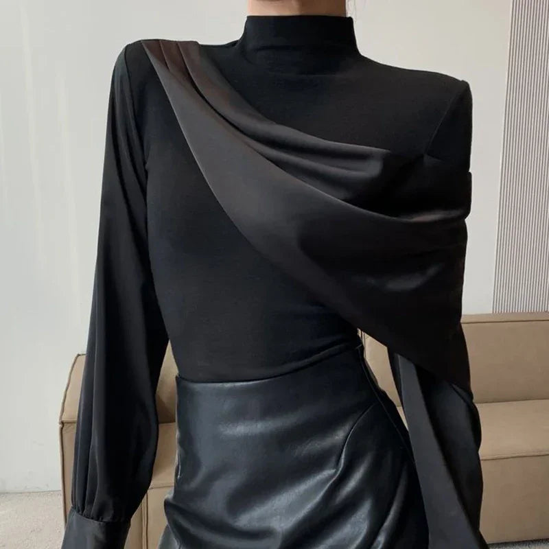 Black stitching design long-sleeved shirt - Palm and Thread