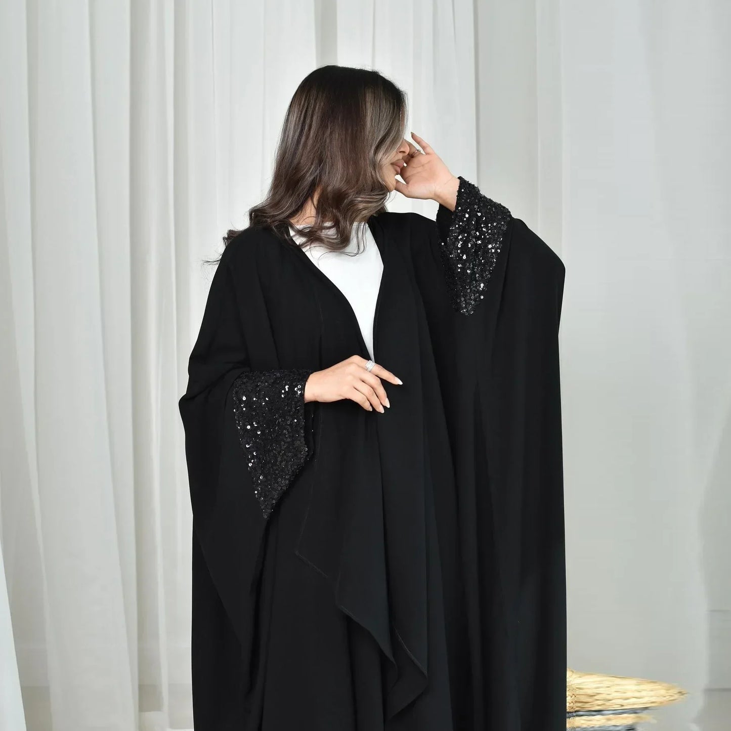Sequin Open Abaya - Palm and Thread