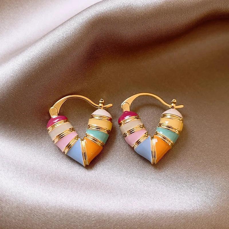 Colorful Heart Ear Buckle Earring - Palm and Thread