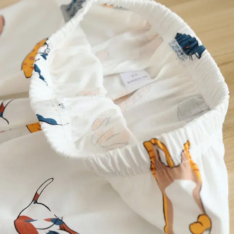 Cotton short-sleeved shorts pajamas set - Palm and Thread