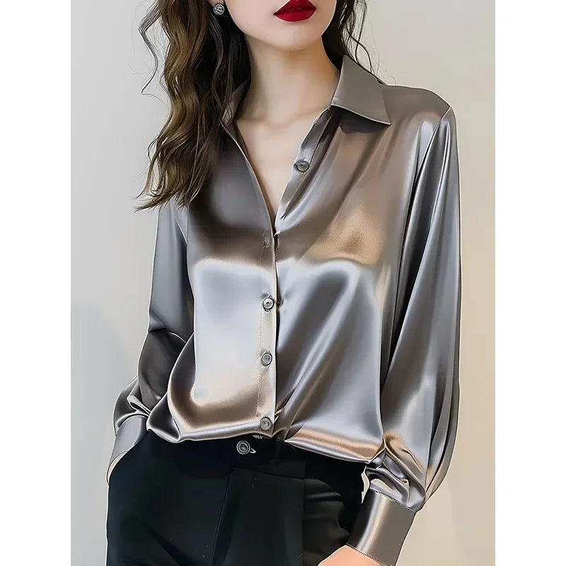 New Satin Shirt Blouse - Palm and Thread