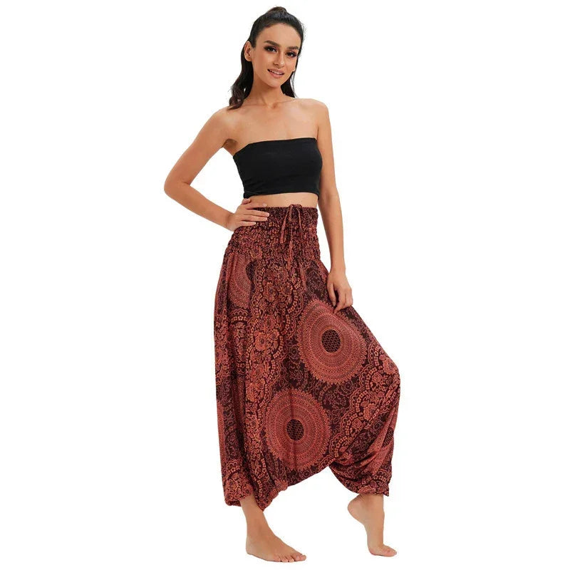 Bohemian High Waist Rayon Harem Baggy Pant - Palm and Thread