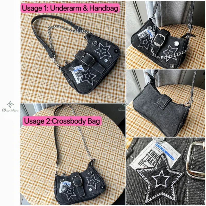 Stars Pattern Underarm Handbag - Palm and Thread