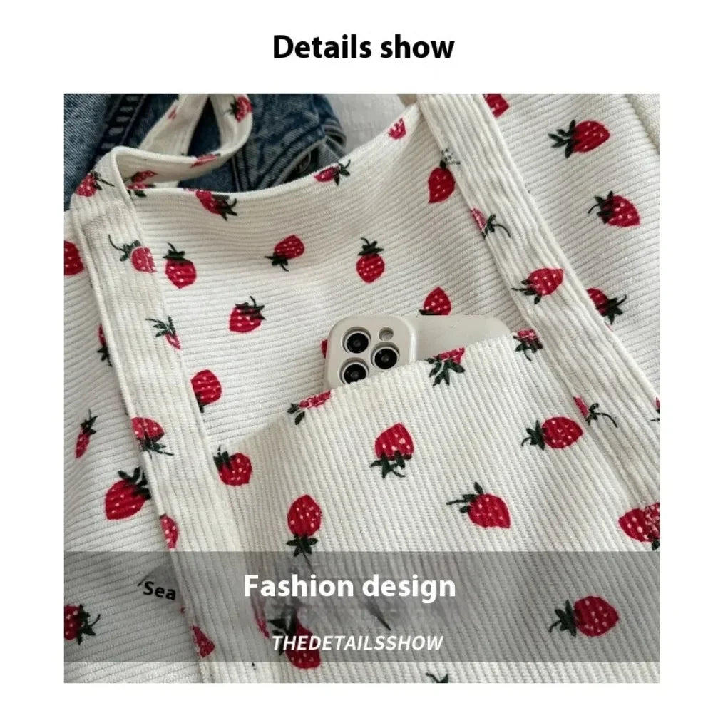 Corduroy Handbag Strawberries Beach Bag - Palm and Thread