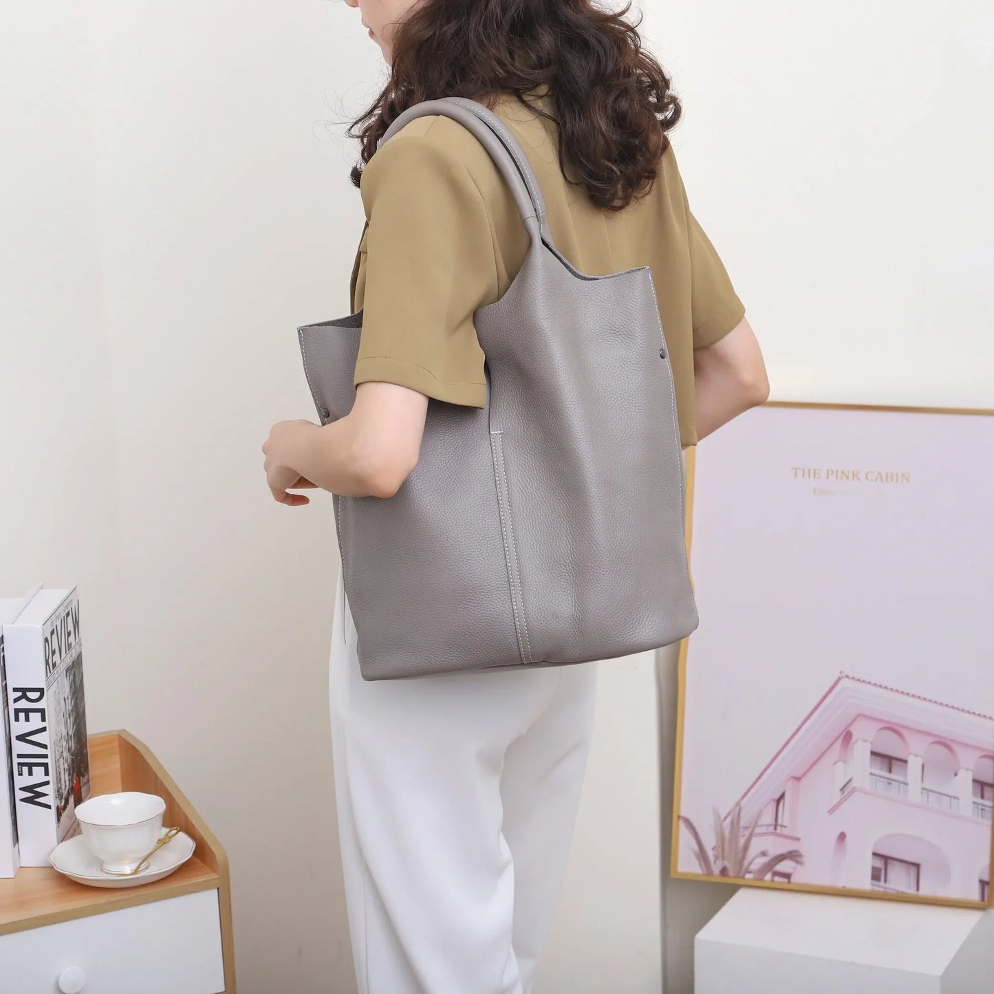 Genuine Leather Commuter Tote Handbag - Palm and Thread