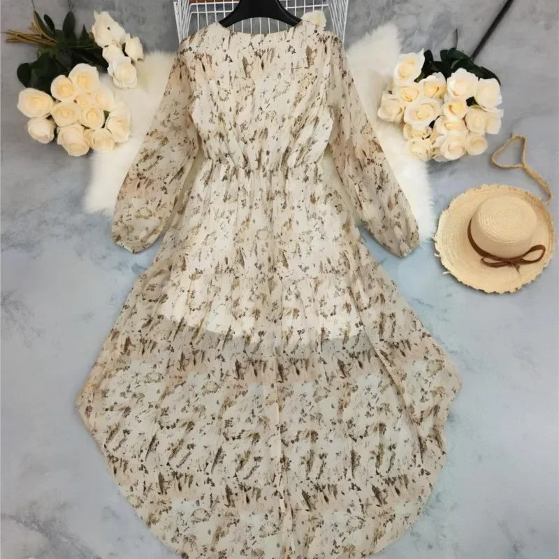 Floral Print Irregular Hem Ruffle Dress - Palm and Thread