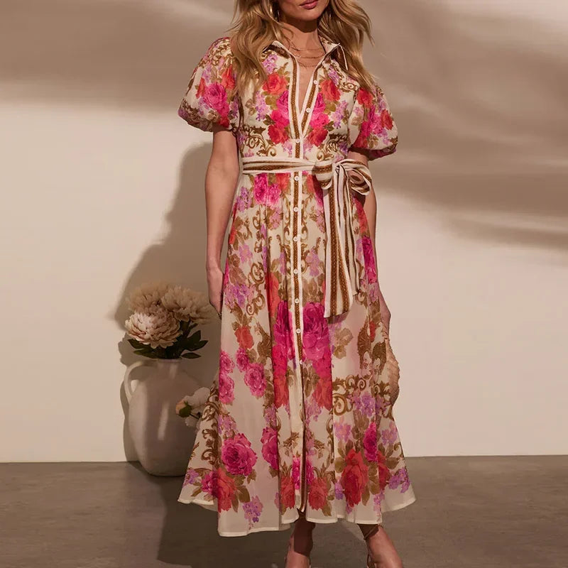 Floral Print Bohemian Party Dress - Palm and Thread