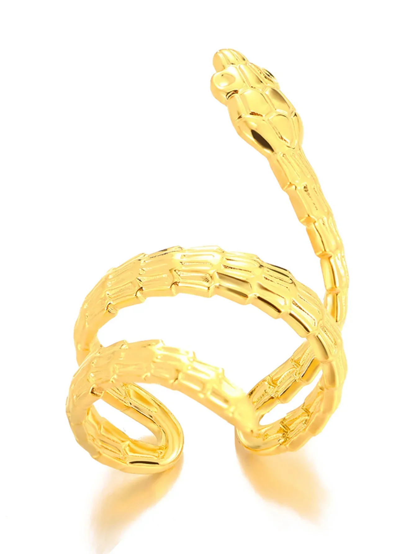 Gold Plated Stainless Steel Snake Ring - Palm and Thread