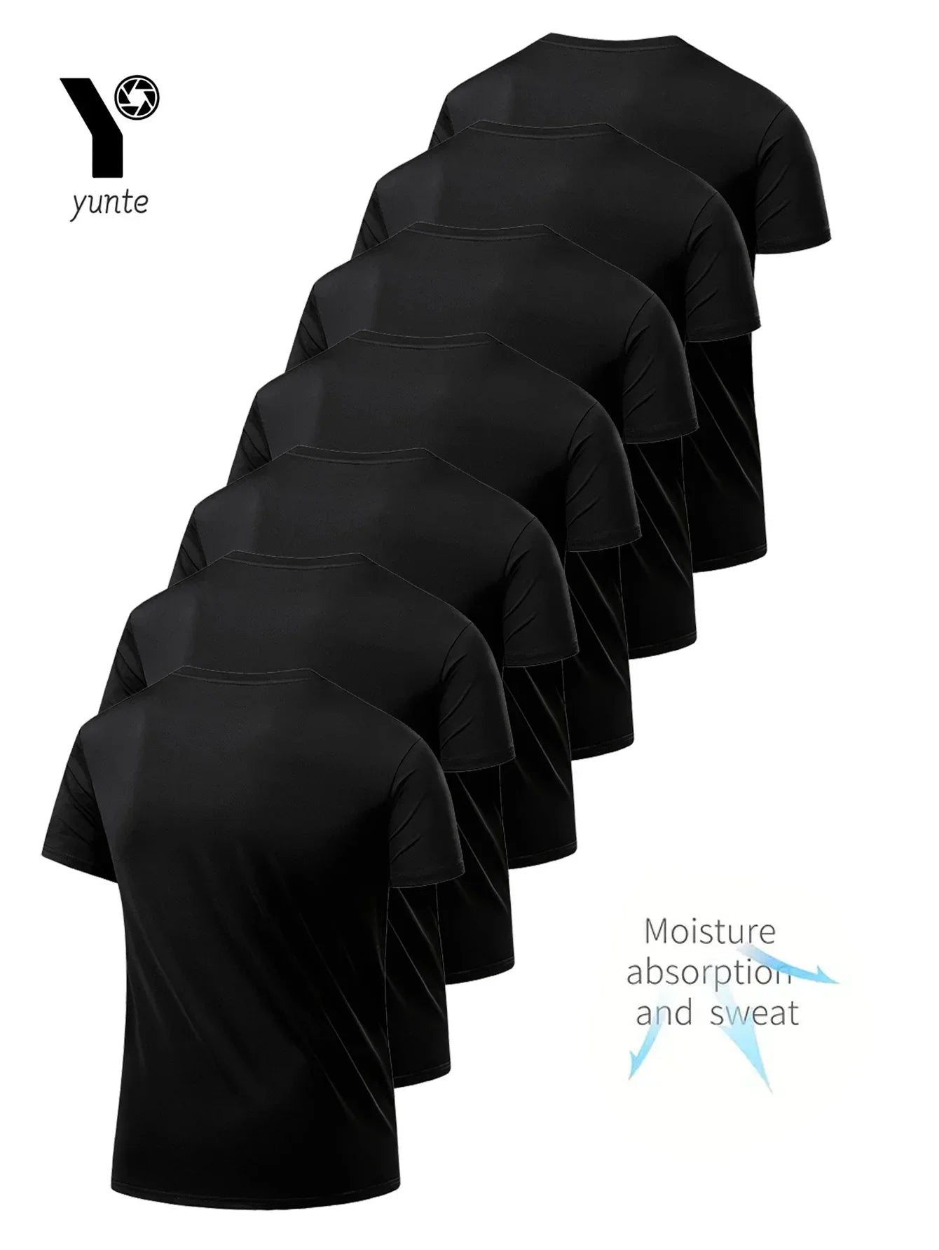 Round Neck T-Shirt 7-Piece Black Ultra-Light Shirt - Palm and Thread