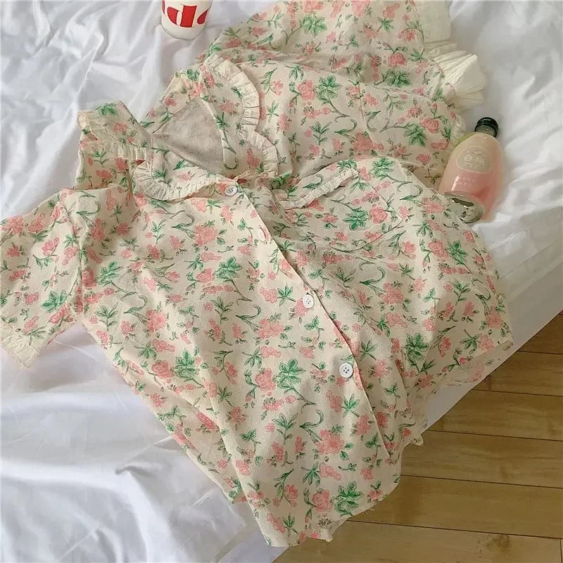 Flora Ruffle Pajama - Palm and Thread