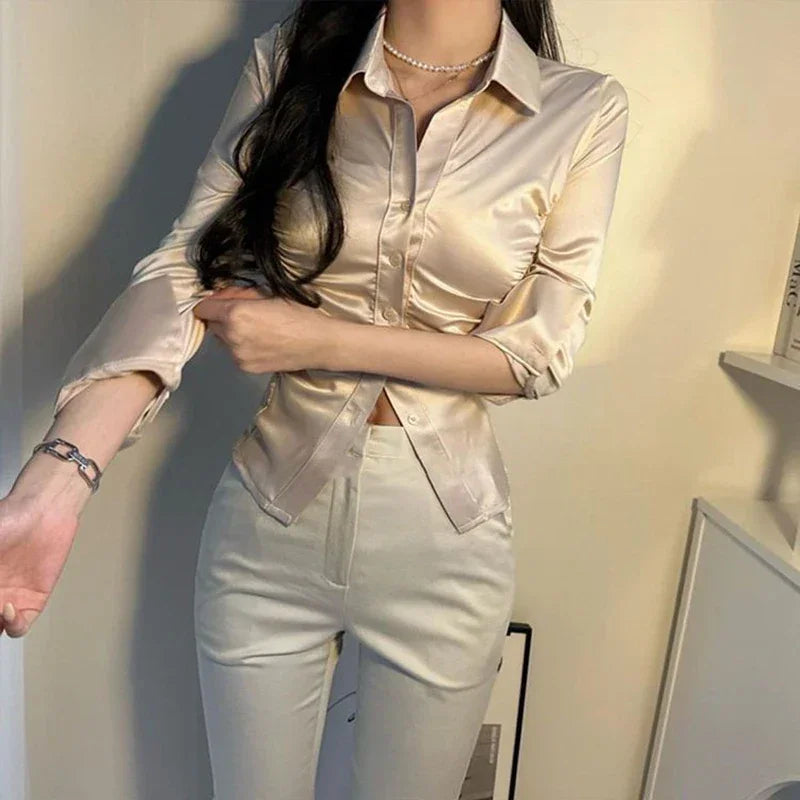 Elegant Office Silk Shirt - Palm and Thread