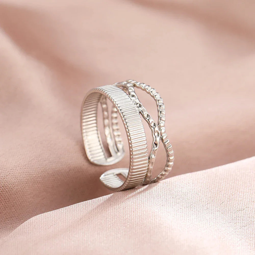 Bohemian Geometric Open Ring - Palm and Thread