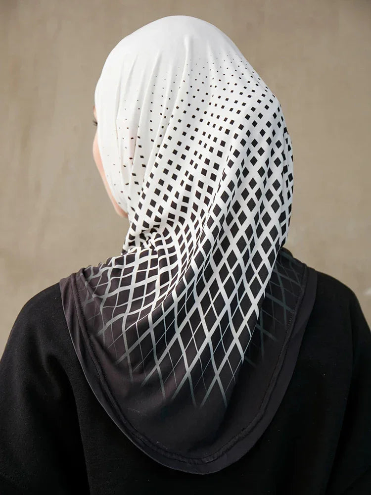 Sporty Inner Hijab Geometric Printing Pattern - Palm and Thread