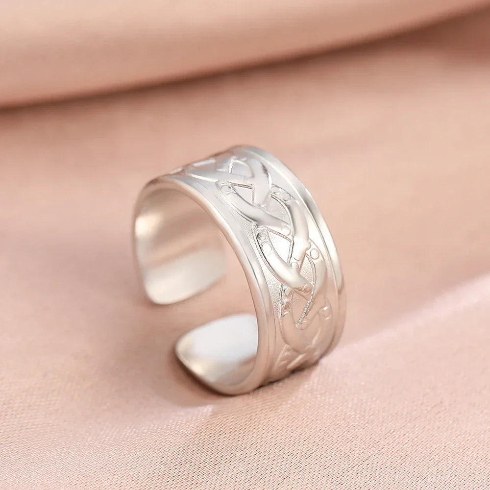 Bohemian Geometric Open Ring - Palm and Thread