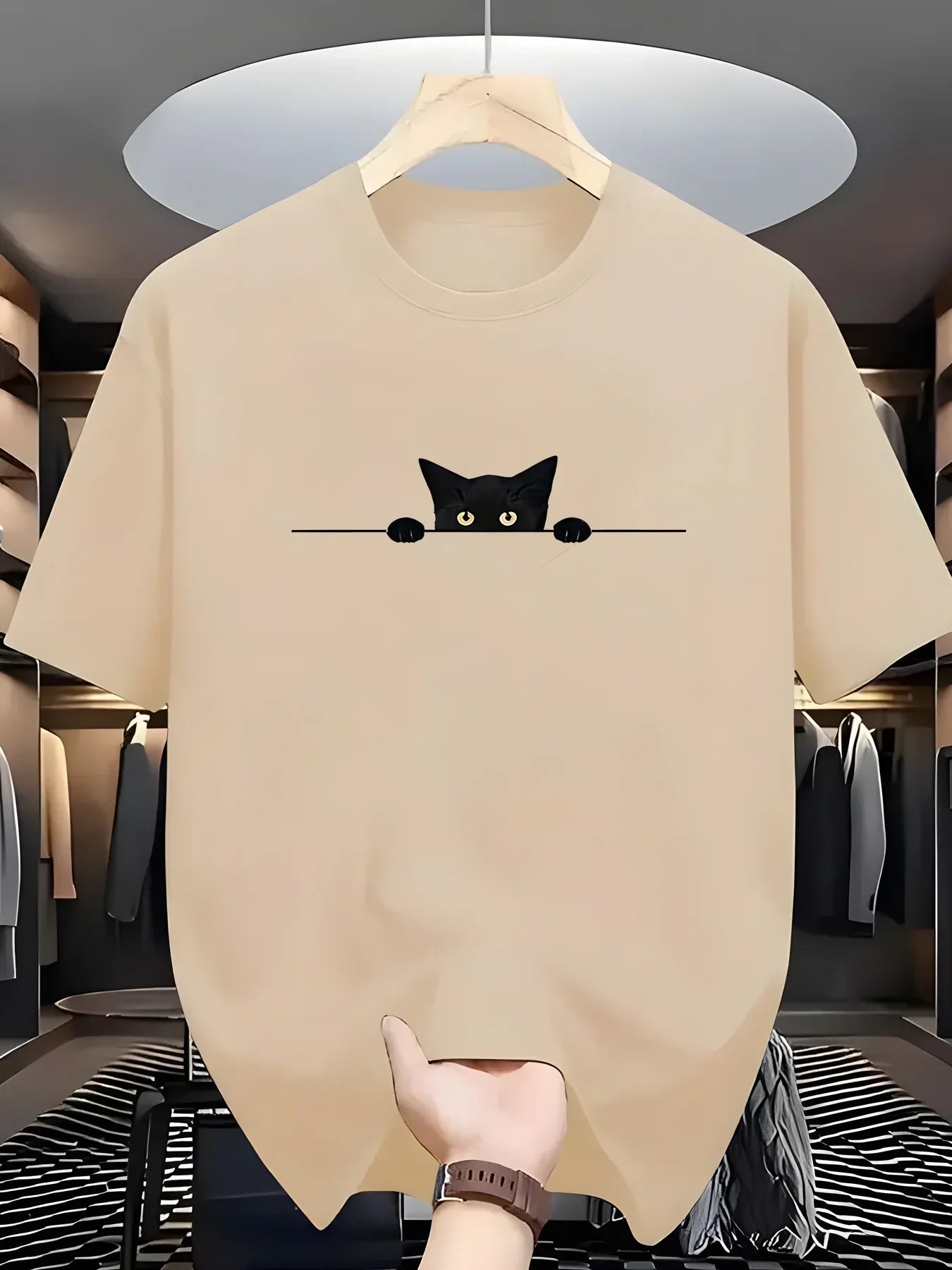 Fashionable Casual Loose Large Cute Cat Pattern Printed T-shirt Top - Palm and Thread